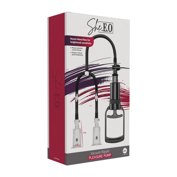 She.E.O. Vakuumpumpe für Brustwarzenstimulation Schwarz M-L Ø 4 cm