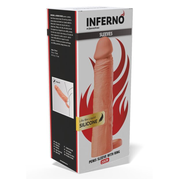 Hidden Desire Inferno Manchon pour pénis en silicone liquide Beige 20 cm Ø 4 cm