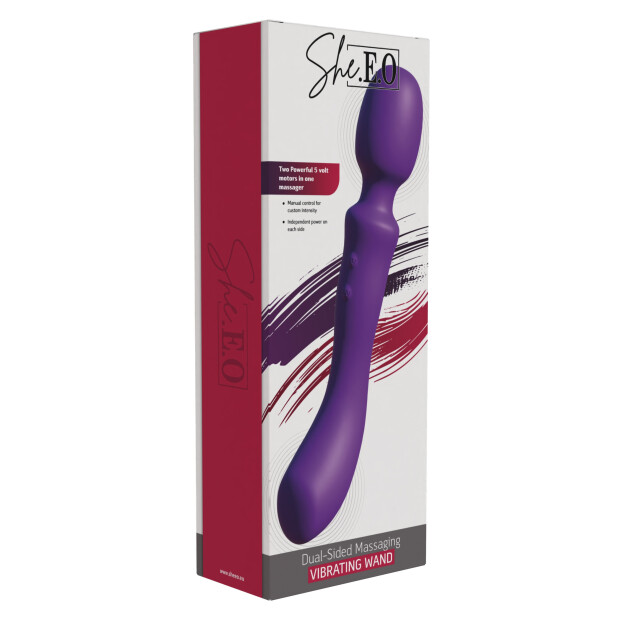 She.E.O. Baguette de Massage Vibrante Double Face Violette 24 cm Ø 4,3 cm