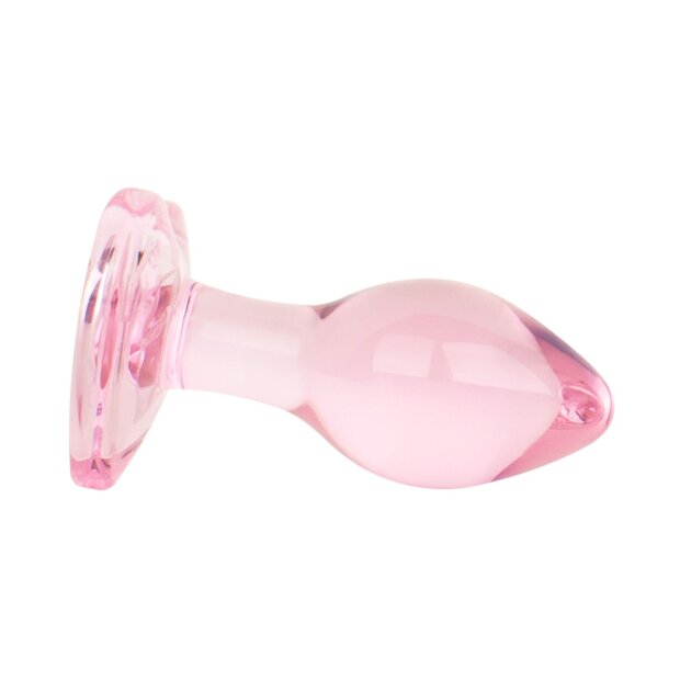 Easytoys Plug Anal en Verre avec Base en Forme de Cœur Rose Ø 3,9 cm