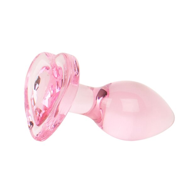 Easytoys Plug Anal en Verre avec Base en Forme de Cœur Rose Ø 3,9 cm