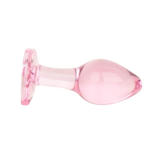 Easytoys Plug Anal en Verre avec Base en Forme de Cœur Rose Ø 3,8 cm