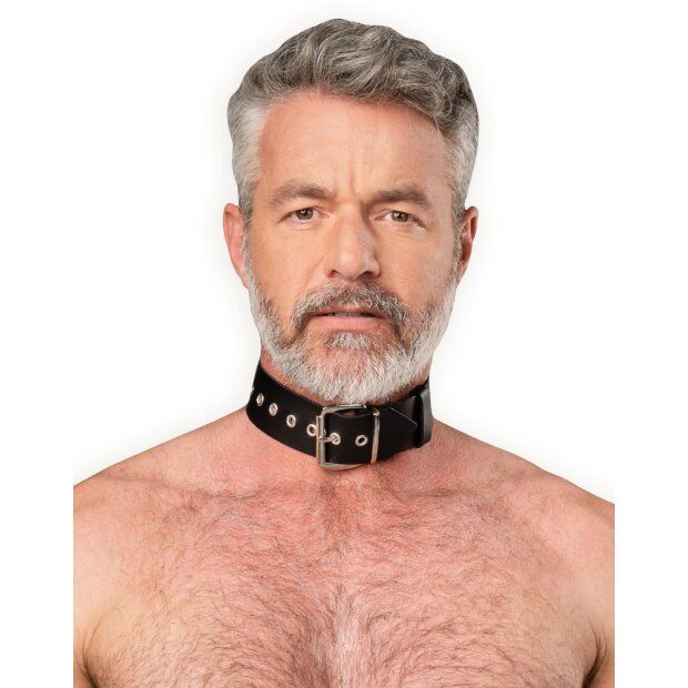 Rimba Leather Collar with Metal Buckle Black