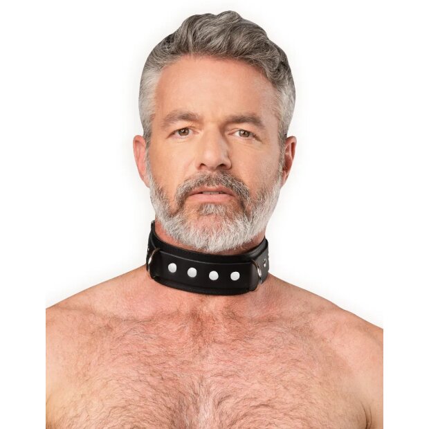 Rimba Leather Neck Restraint with Double D-Ring Black