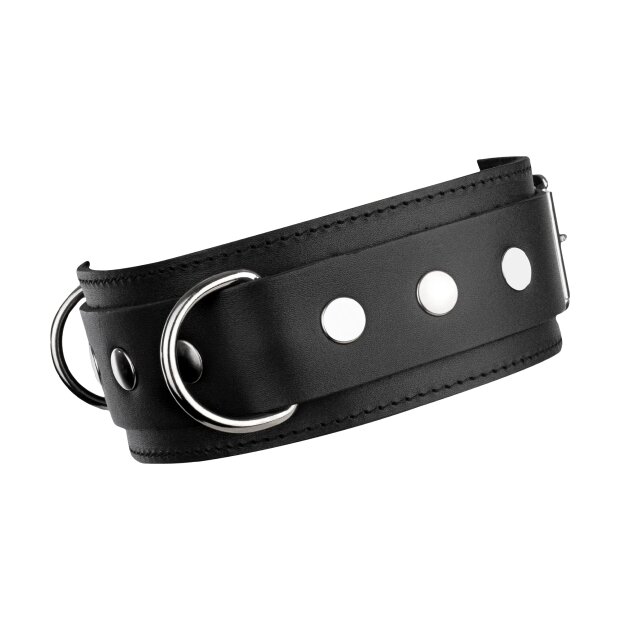 Rimba Leather Neck Restraint with Double D-Ring Black