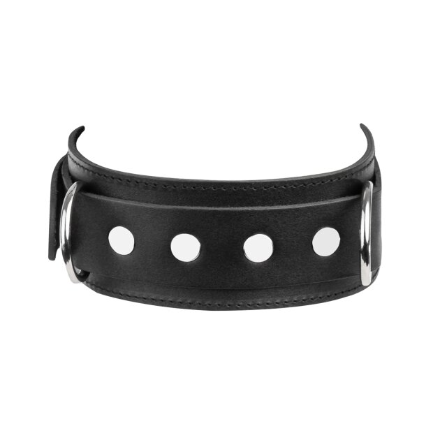 Rimba Leather Neck Restraint with Double D-Ring Black