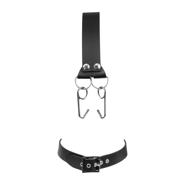 Rimba Kopfharness aus Leder mit Nasenhaken Schwarz