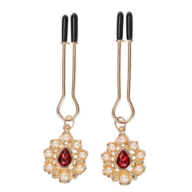 Rimba Pinces à tétons avec bijoux dorés Or
