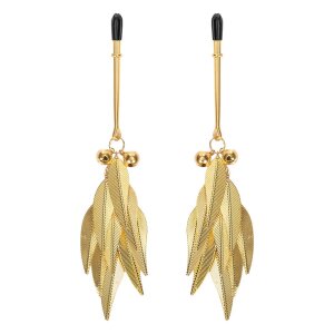 Rimba Pinces à tétons avec plumes Or