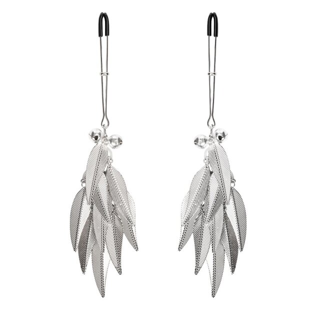 Rimba Pinces à tétons avec plumes Argent