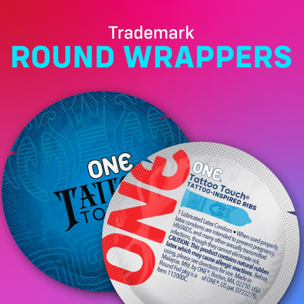 ONE Colored condoms in tattoo design pack of 12