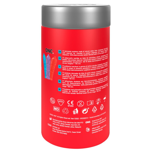 ONE Colored condoms in tattoo design pack of 12