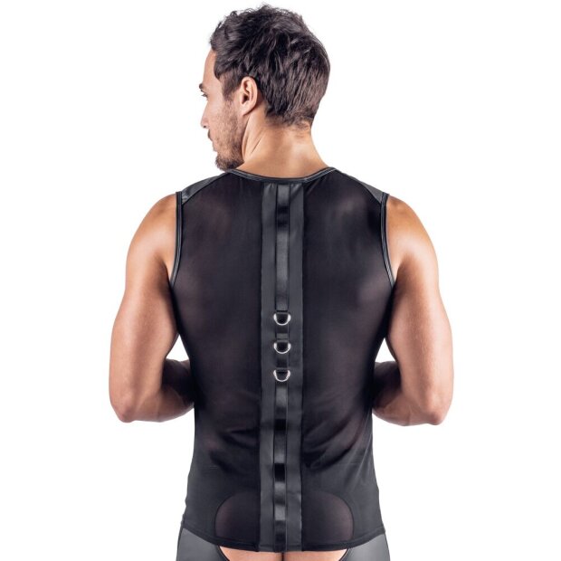 Svenjoyment Ärmelloses Netz-Shirt mit Soft-Handfesseln Schwarz 2XL