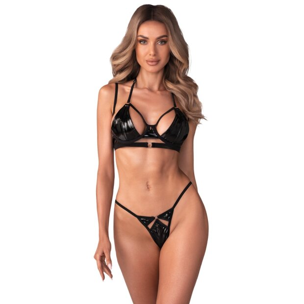 Obsessive Keira Lise Ensemble 2 pièces avec Soutien-gorge et String Noir 2XL-3XL