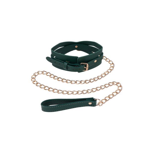 Sportsheets Indica Cutout Collar and Leash Green Gold