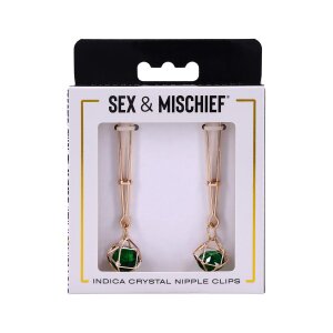 Sportsheets Indica Nippelclips mit Kristallen Grün Gold