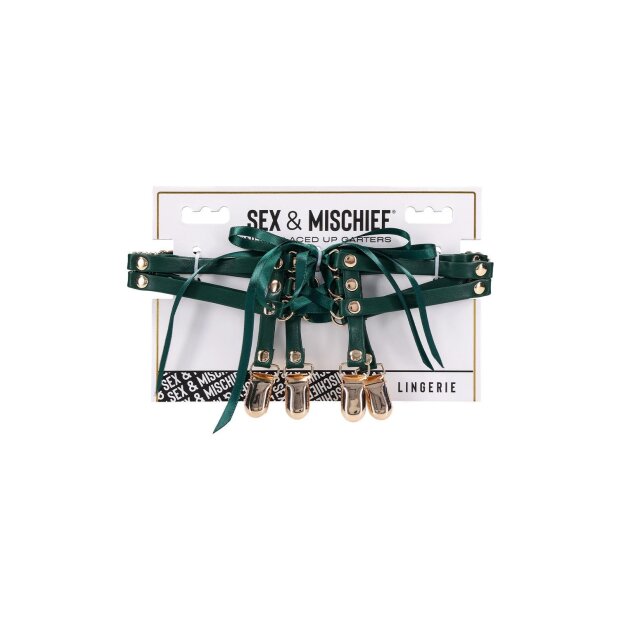Sportsheets Indica Lace-Up Garters Green One Size