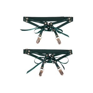 Sportsheets Indica Lace-Up Garters Green One Size