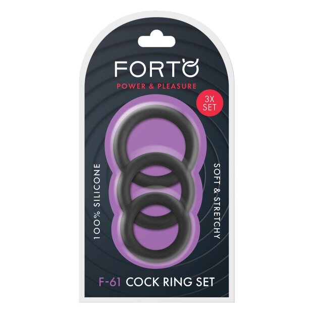 Forto F-61 3-teiliges Penisring-Set Schwarz Ø 3,1 – 4 cm