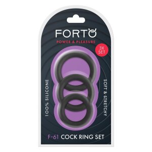 Forto F-61 3-piece penis ring set Black Ø 3.1...