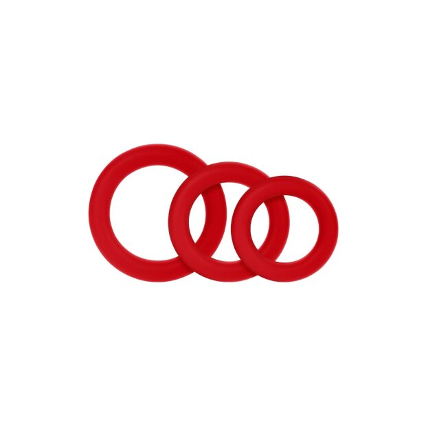 Forto F-61 3-piece penis ring set Red Ø 3.1 – 4 cm