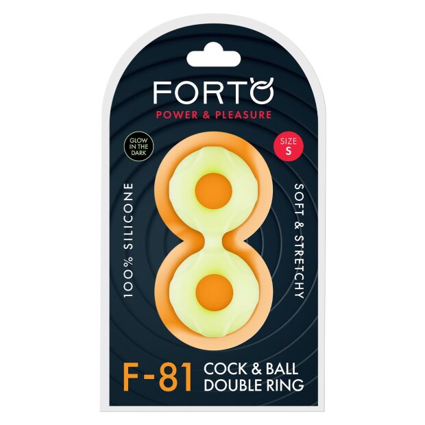 Forto F-81 Double Ring Anneau pénis et testicules Jaune Glow in the Dark Ø 1,8 cm