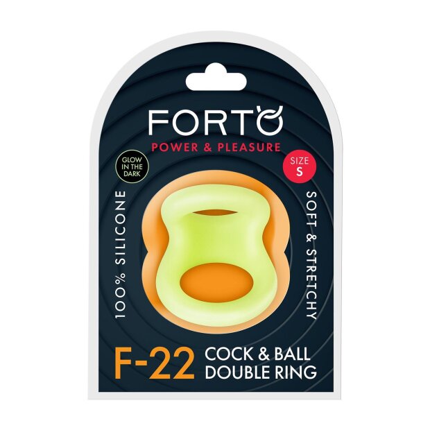 Forto F-22 Penis and Testicle Ring Small White Glow in the Dark Ø 2.5 cm