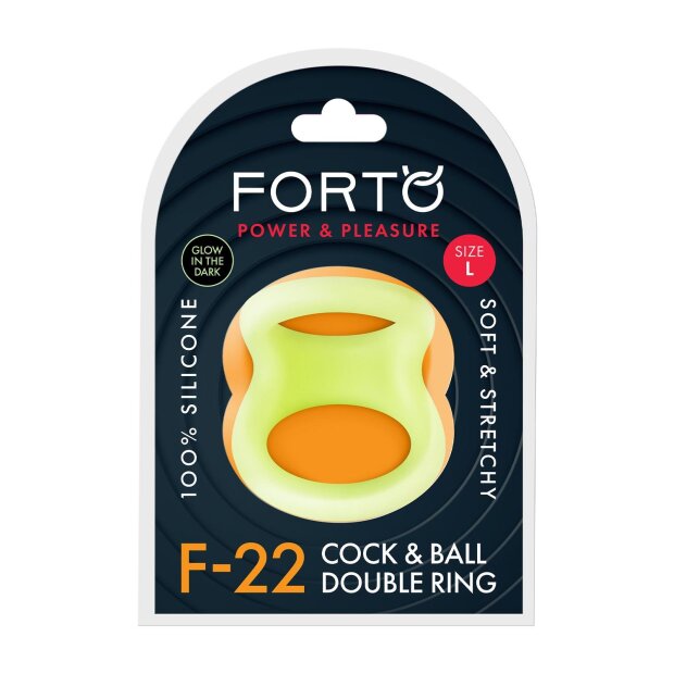 Forto F-22 Penis and Testicle Ring Large White Glow in the Dark Ø 3 cm