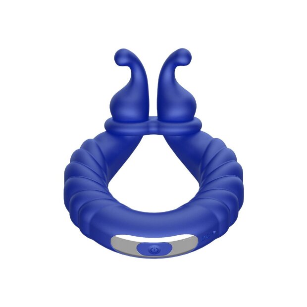 Forto F-24 Textured Vibrating Cockring Blue Ø 7 cm