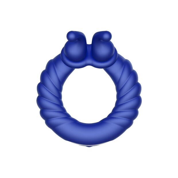 Forto F-24 Textured Vibrating Cockring Blue Ø 7 cm