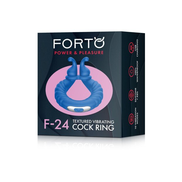 Forto F-24 Textured Vibrating Cockring Blue Ø 7 cm