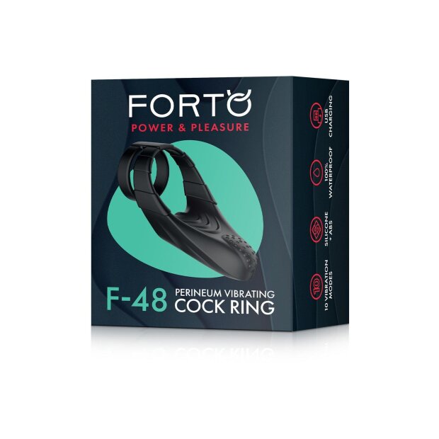 Forto F-48 Doppel-C-Ring mit Perineum-Vibration Schwarz Ø 5 cm