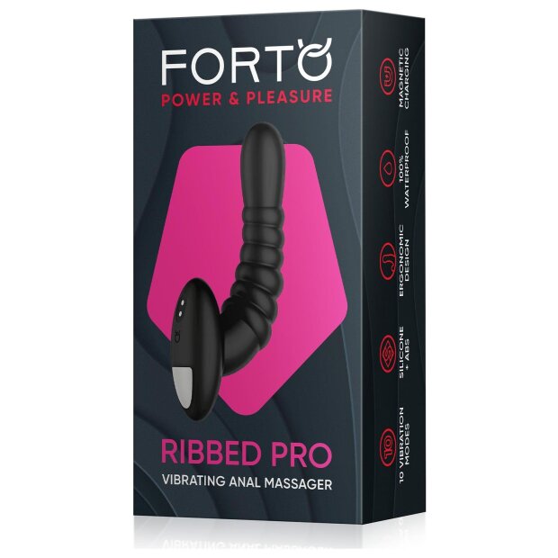 Forto Ribbed Pro Anal Vibrator Black Ø 2.6 cm