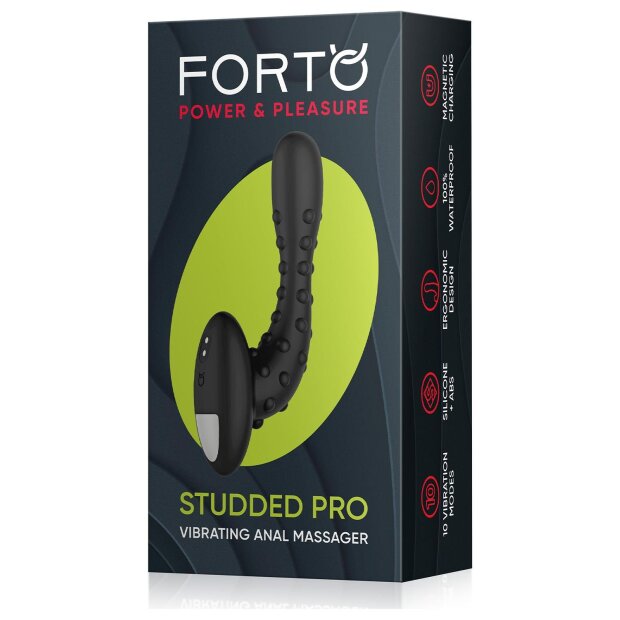 Forto Studded Pro Vibrating Anal Massager Black Ø 2.6 cm