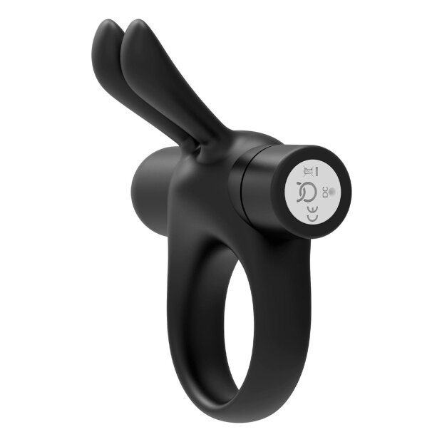 Forto Bunny Anneau Pénien avec Vibration Noir Ø 4 cm