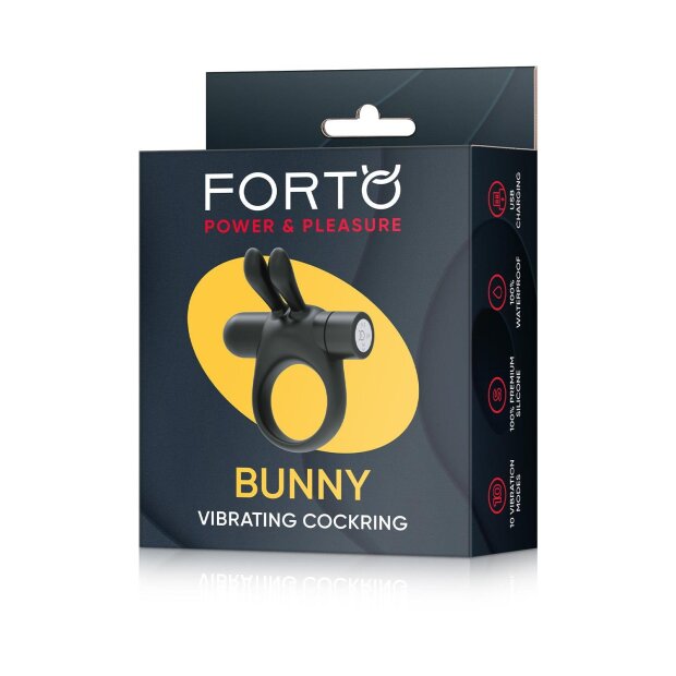 Forto Bunny Anneau Pénien avec Vibration Noir Ø 4 cm