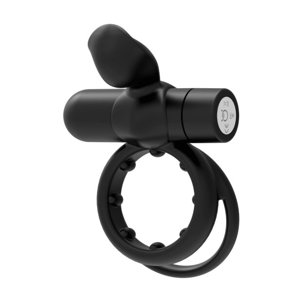 Forto Pointer Anneau Pénien Vibrant avec Anneau pour Testicules Noir Ø 3,5 cm