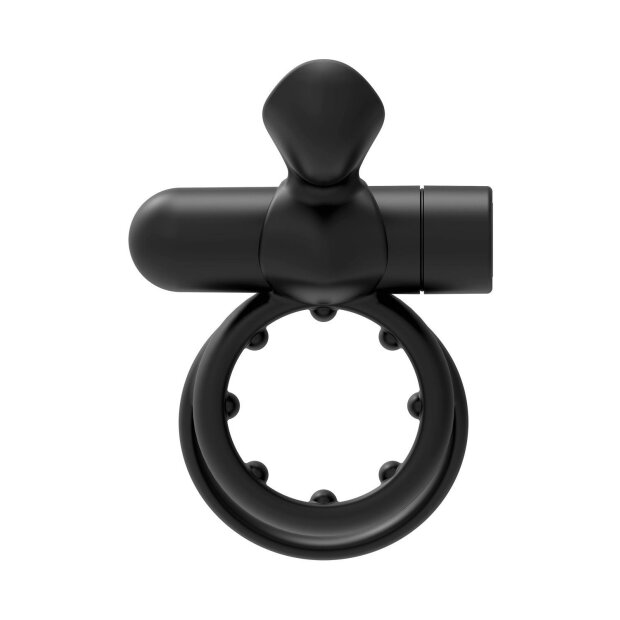 Forto Pointer Anneau Pénien Vibrant avec Anneau pour Testicules Noir Ø 3,5 cm