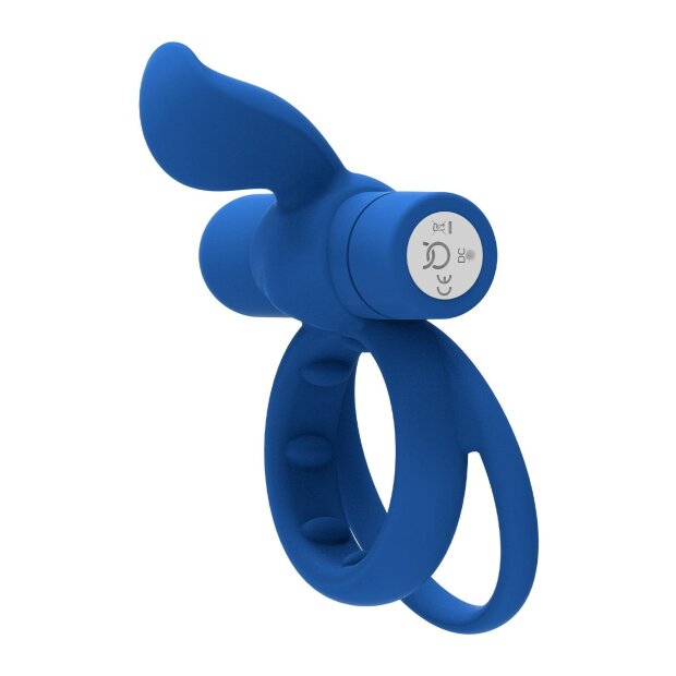 Forto Pointer Vibrierender Penisring mit Hodenring Blau Ø 3,5 cm