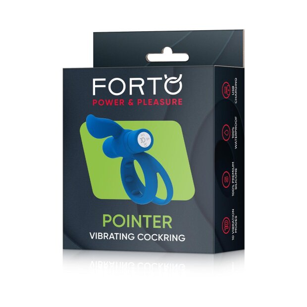 Forto Pointer Vibrierender Penisring mit Hodenring Blau Ø 3,5 cm