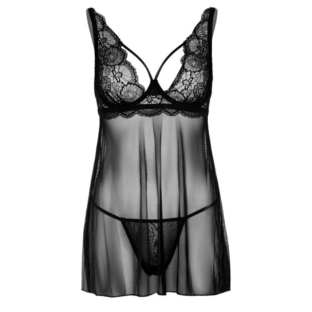Lace Babydoll and String Black L/XL