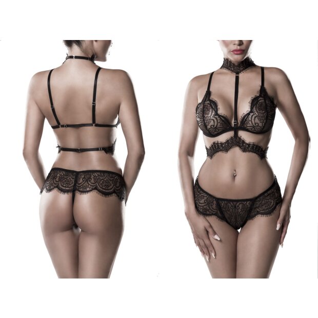 GREY VELVET 2-piece sexy halterneck bra set L