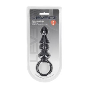Levelz Ribbed Silicone Anal Probe with Loop Black
