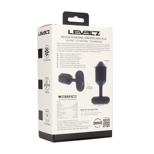 Levelz Hexagonal Vibrating Silikon Analplug M Schwarz