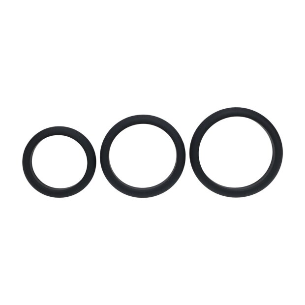 Levelz Breites O-Silikon Penisring Set 3-teilig L/XL/XXL Schwarz