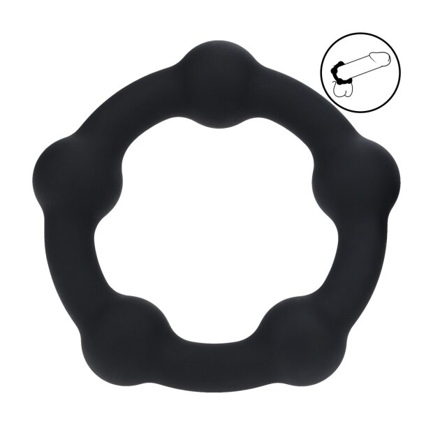 Levelz Anneau pénien en silicone à perles Noir 45 mm Taille L