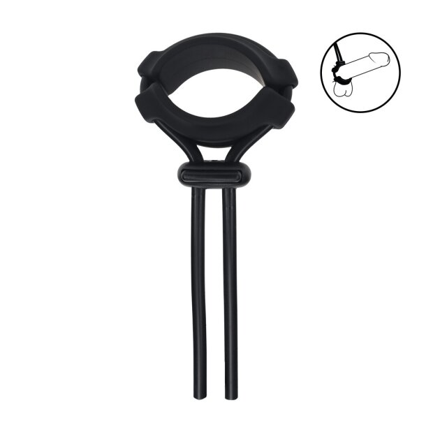 Levelz Detachable Wide Adjustable Silicone Lasso Cock Ring Black