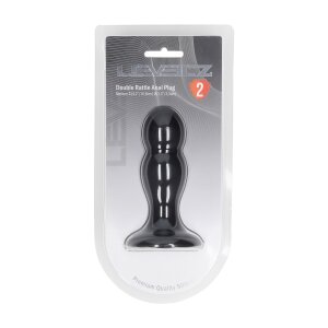 Levelz Doppel Silikon Analplug mit Rassel M Schwarz
