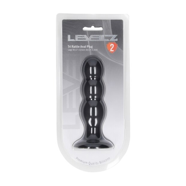 Levelz Dreifach Silikon Analplug mit Rassel L Schwarz