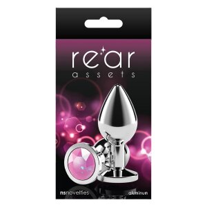 NS Novelties Rear Assets Plug anal argent M avec pierre rose
